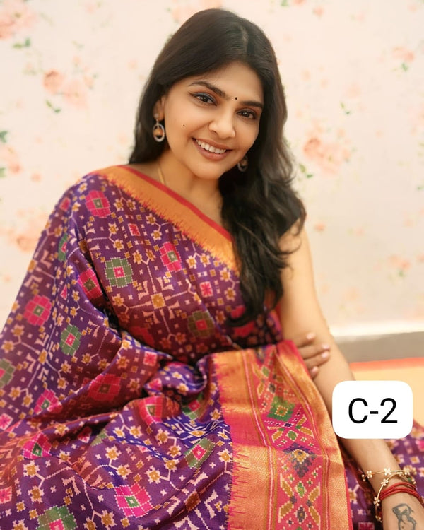 Royal Violet  Patola saree Weave draped